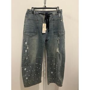 BlueVELVET BARREL DISTRESSED /L/#61693JSP-ST (waist 16’ max ￼17.5’ Inseam 27’